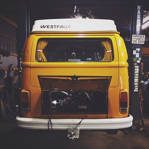 Though it’s impossible to irradiate breakdowns in a 35 year old Westy, the van is fit as ever and ready for an adventure.  (at Asheville Vee Dub)